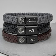 Personalised St Christopher Safe Travels Leather Bracelet