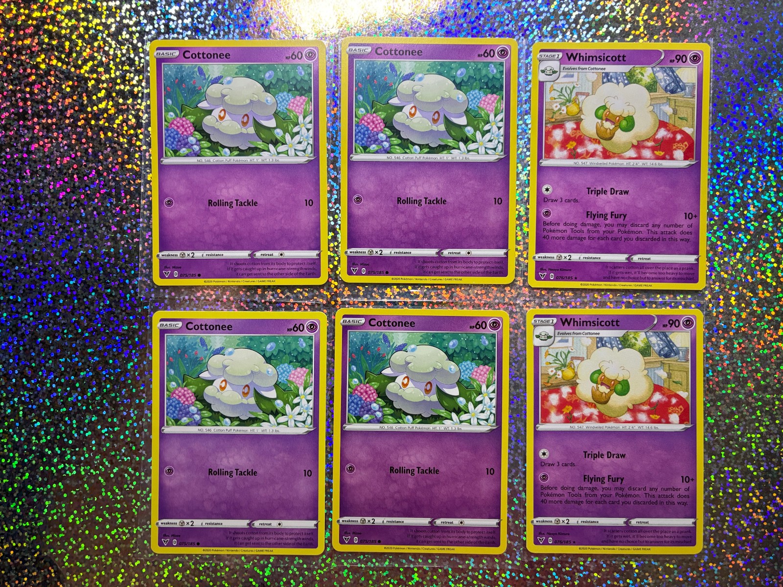 Pokemon TCG Vivid Voltage Regular: Rare 076/185 Whimsicott; 075/185 Cottonee