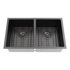 31" x 18" Double Bowl Sink, Kitchen Sink, Sink with Grid and Drainer