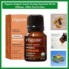 Organic Sweet Orange Essential Oil for Diffuser, 100 Pure 0.33oz