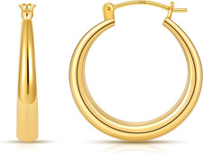 14K Gold Plated Hoop Earrings for Women 14K Real Gold Plated, Chunky 14K Gold Pl