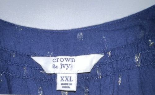 Camicia Crown & Ivy manica lunga leggera blu navy e metallizzata donna XXL - Foto 2 di 7