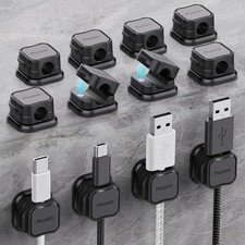 12 Pack Magnetic Cable Clip Organizer Cord Holder, Picozon of 12, Black