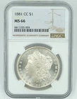 1881-CC NGC MS66 Morgan Silver Dollar Blast White