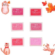 6 Different Shades Pink Ink Pads Washable Rubber Stamps Pet Safe Stamp Pad