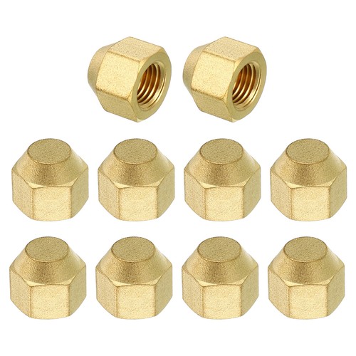 1/4" Brass Flare Cap 10Pcs SAE Flare Fitting 45 Degree 7/16-20UNF Female Thread