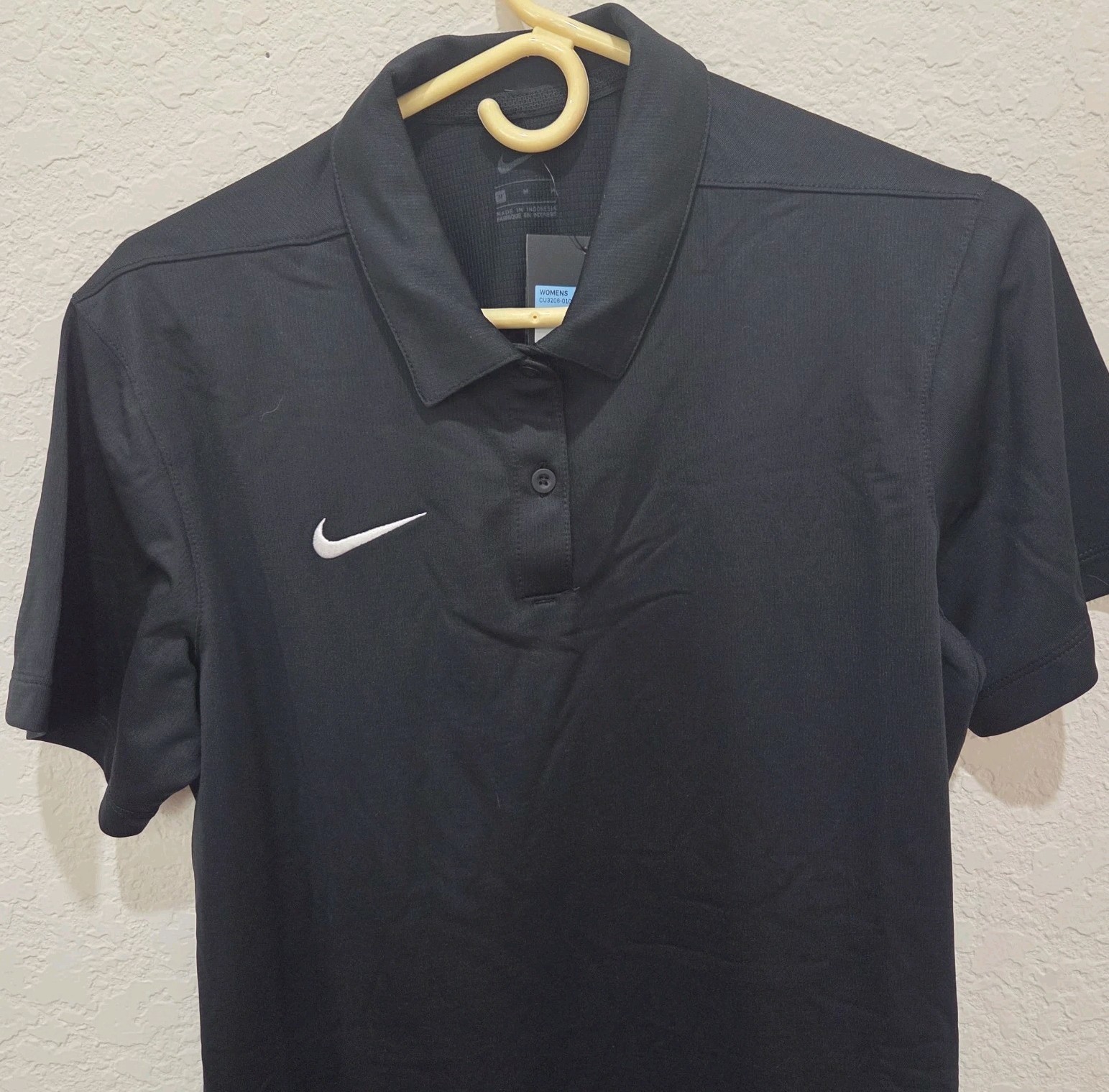 Polo Shirt Medium Black Ss2 Button Placket