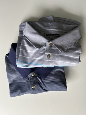 2  XXL Pebble Beach Blue/Gray Men s Golf Activewear Shirts /Polos; Summer/Travel