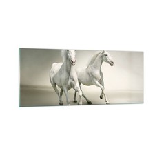 Quadro su Vetro 100x40cm Animali arabo cavallo fattoria Stampe Moderni Murale
