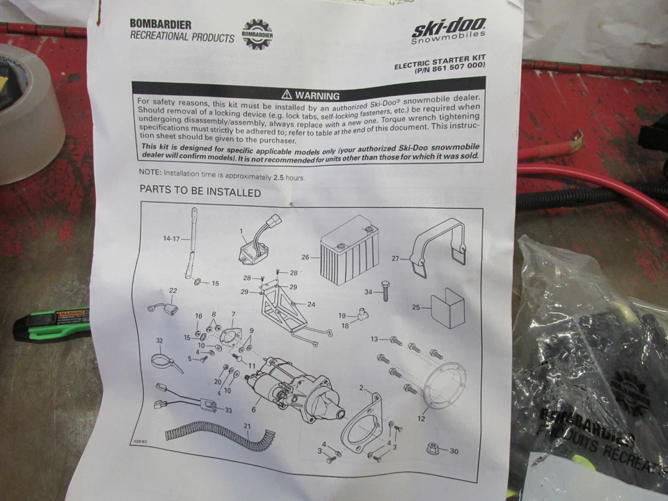 Kit de arranque eléctrico para Ski-Doo 2003 SKANDIC 500F 861507000 Foto 3 de 3