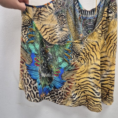 Camilla Franks Leopardenmuster Schnürsenkel Seide Bluse Top Resort Urlaub Größe 1 - Bild 6 von 8