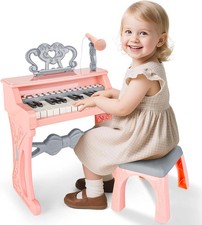 Childrens Musical Piano Keyboard Toy With Stool And Microphone 25 Keys 22 Songs