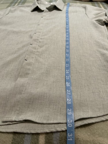 COOFANDY Linen Blend Shirt Mens L Light Green Cuffed Short Sleeve Button Down - Picture 6 of 6
