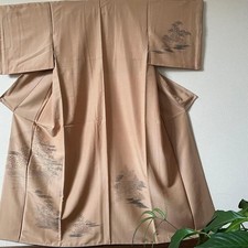 Japanese Kimono Pure Silk Visiting Wear Landscape Embroidered Kinkakuji Gold