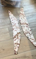 Leaf Pattern Curtains with Tiebacks – Cream Floral Drapes – Used, Good Condition