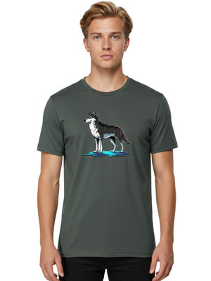 Wolf-On-Ice Mens Graphic Tee, 100% Cotton, Casual Summer Wear