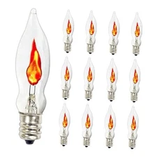 Christmas Flicker Flame Light Bulbs C18 Replacement Bulbs E12 Clear Flame