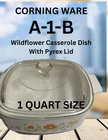 Vintage, Corning Ware, A-1-B Casserole Dish, Wildflower Pattern and Pyrex Lid