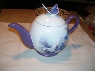 Lena Liu Blossoms & Butterflies Purple Teapot