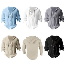 Men T-shirt Long Sleeve Hooded Top Hoodies Shirts Breathable Pullovers Office