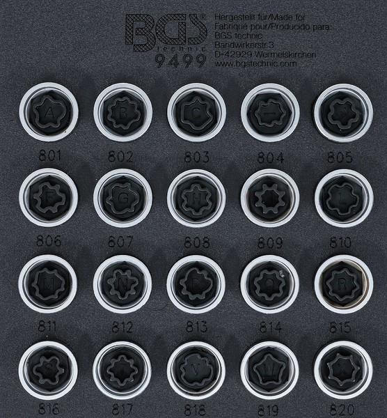 BGS 9499 Werkstattwageneinlage 1/6: Felgenschloss-Werkzeug-Satz FüR Audi | 20-Tl-image