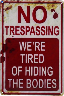 Halloween Decoration Signs Retro Fashion chic Funny Metal red white 
