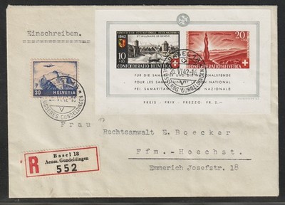 SCHWEIZ Bl. 7, PRO PATRIA Block, RekoBrief/Wehrmachtszensur, TOP-Qualität 400,- 