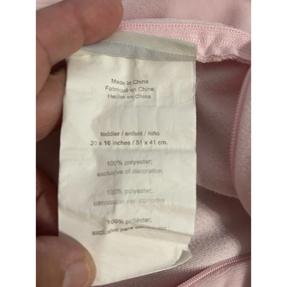 Funda de almohada Pottery Barn Kids rosa claro 19x15 acento visón felpa cremallera tubería Foto 4 de 4