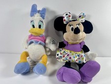 Disney Plush Lot Daisy Duck Minnie Mouse Birthday Polka Dot 9-10" Small Soft