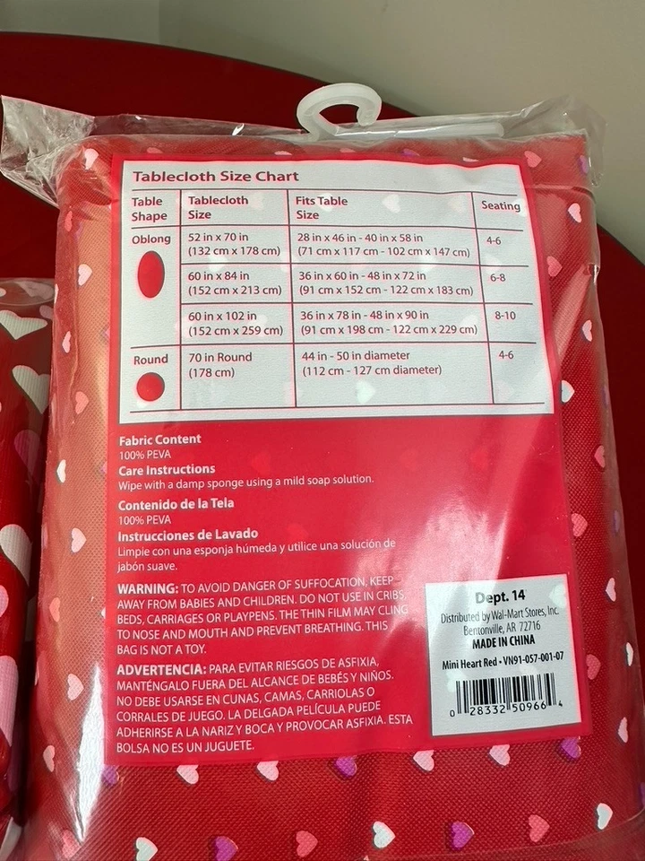 2 LOT Valentines Day Red Hearts Tablecloth Oblong 60 x 84 Holiday Home Decor - Image 4 of 4