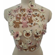 Little Bear Knitting Embroidered Patches Bears Appliques for DIY Sewing Cloth...