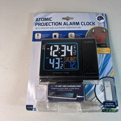 Projection Alarm Clock with Temperature / Atomic 5 in. Color Projection Clock