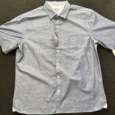 NWT Van Heusen Never Tuck Slim Fit Button Up Shirt XL Blue Short Sleeve