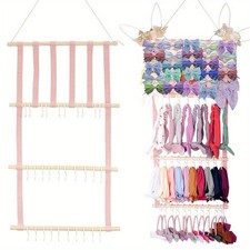 1Set Wood Hair Clips Headband Wall-mounted Organizer Rack Wall Hanging