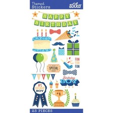 Stickers Sticko Happy Birthday Boy Party Cake Balloons Favors Special Day Fun