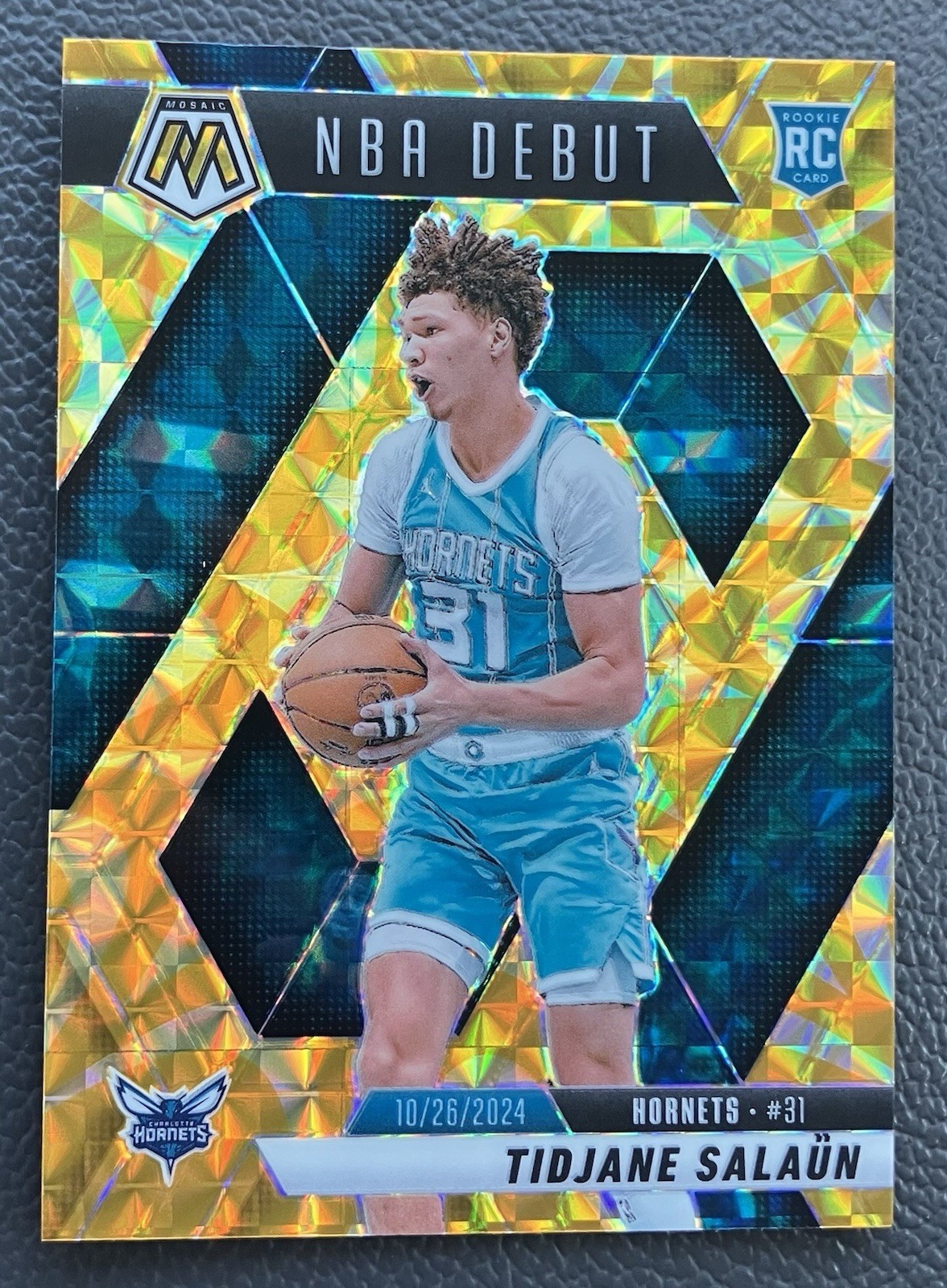 Tidjane Salaun 2024-25 Mosaic - Rookie NBA Debut Yellow Reactive