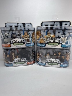 Star Wars Galactic Heroes Lot 4 Sets Hasbro 2004 Vader Luke Han Leia