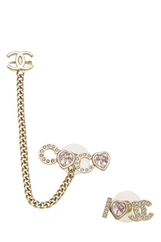 CHANEL PINK GOLD I LOVE COCOHEART CLIMBER EARRINGS