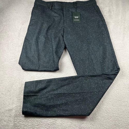 Club Monaco Sutton Slim Fit Donegal Wool Silk Navy Blue Dress Pants Mens 31 NEW