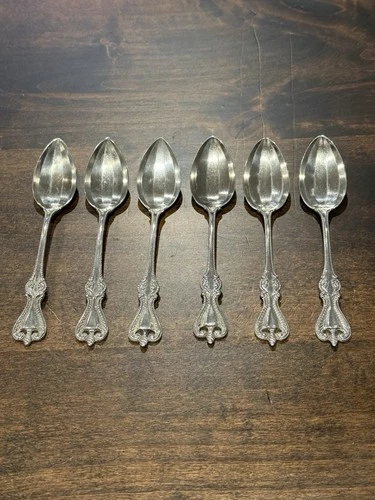 Antique 1895 Towle Sterling Silver Old Colonial Five O'Clock Teaspoon Set of 6