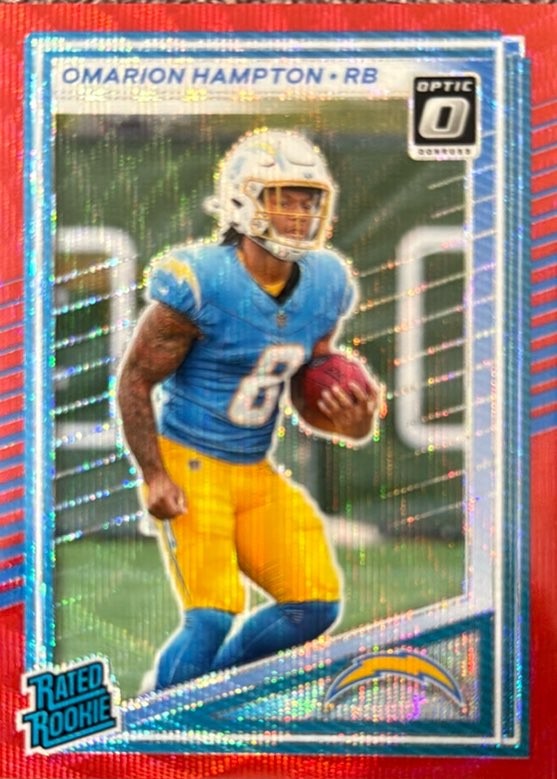 2025 DONRUSS OPTIC RATED ROOKIES PREVIEW #303 OMARION HAMPTON RED POWER
