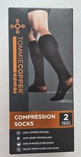 2 Pair Tommie Copper Sport Black Compression Socks Size Large / XL Pairs NEW