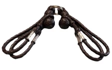 Vintage Sterling Silver And Chocolate Leather Show Hobbles.