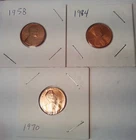 1958 Lincoln Wheat Cent + 1970, 1984 Memorial Cents. UNC Coins. Redder than Pics