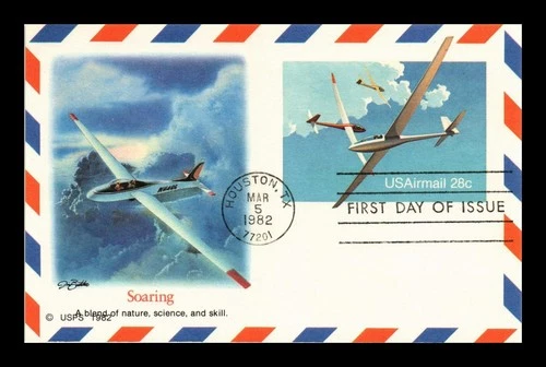 DR JIM STAMPS US FIRST DAY CARD AIR MAIL 28C SOARING AIRPLANES FLEETWOOD