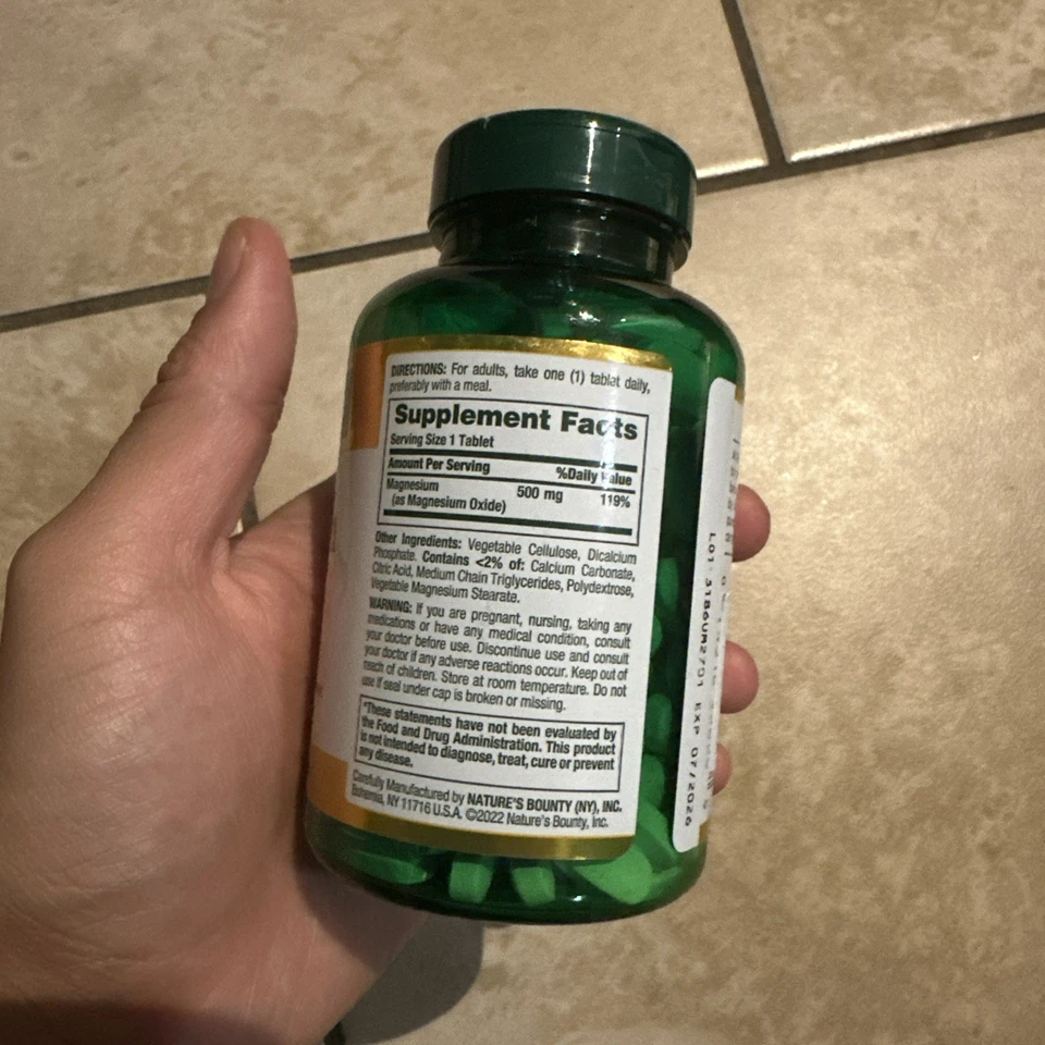 Магний Nature's Bounty 500 мг 200 таблеток в оболочке срок годности 10/2026+ БЫСТРАЯ ДОСТАВКА - Изображение 2 из 3
