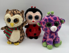 Kuscheltier 3er Set Ty 17cm Eule Marienk&auml;fer Giraffe Pl&uuml;schtier Stofftier bunt