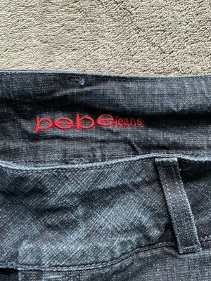 Bebe Womens Size 28 Dark Wash Jeans Long Inseam Bootcut Denim Made In USA
