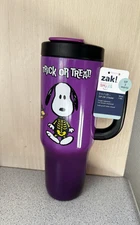 New zak! 40 oz Peanuts Snoopy Charlie Brown Lucy Halloween Purple Tumbler 2 Sip