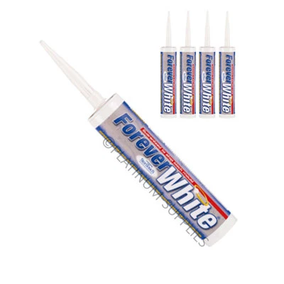 4X FOREVER WHITE CLEAR IVORY EVERBUILD ANTI-MOULD SILICONE SEALANT STERITOUCH